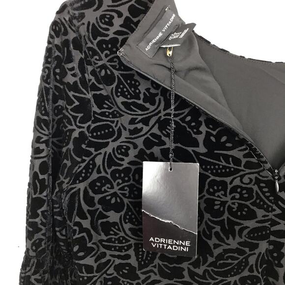 Adrienne Vittadini Bell Sleeve Dress Velvet Floral Brocade Textured Soft Small - Picture 6 of 14